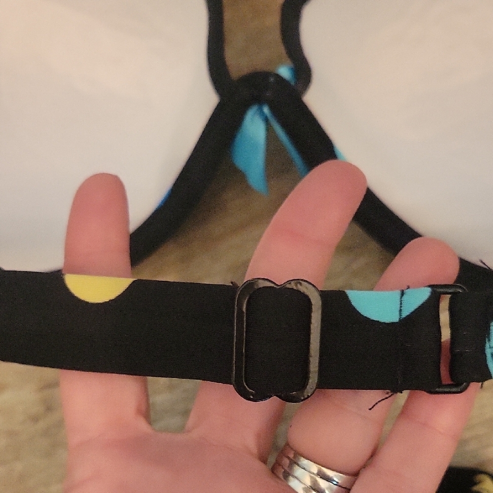 Venus Sz 8 Black, Blue, & yellow polka Dots Bikini w/ Pushup Bra and Bow Accents - Picture 6 of 8